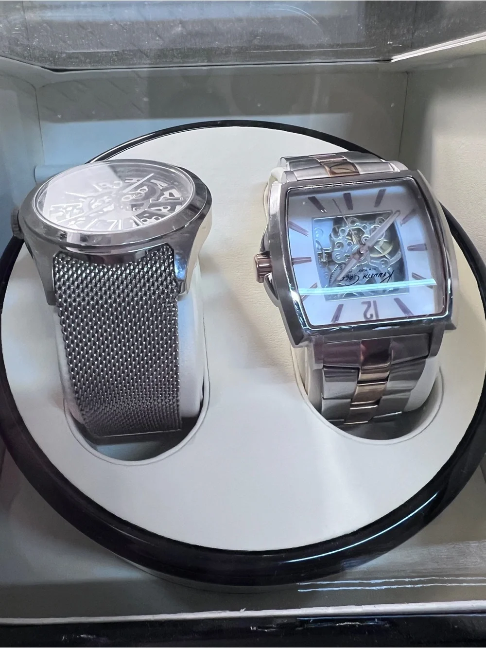 Keneth Cole Automatic Silver Skeleton Stainless Steel Watch x 2 with a Winder